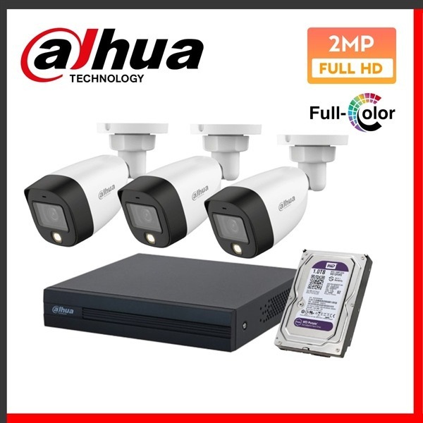 Combo 3 Camera Dahua HDCVI 2MP Full Color - Bộ